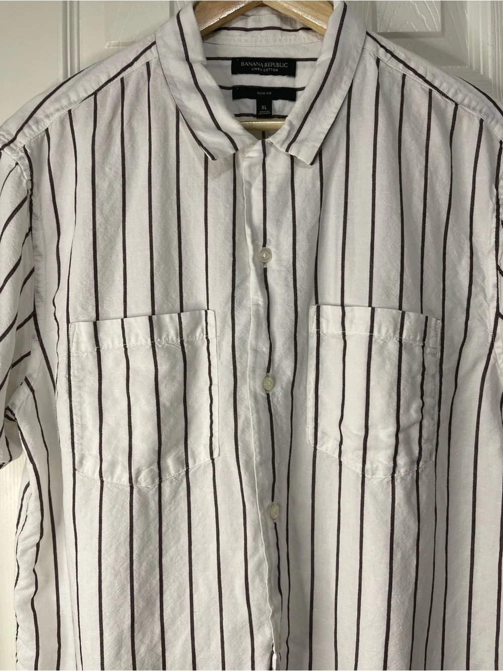 Banana Republic Slim Fit Men’s Linen Blend Casual Breathable Camp Shirt size XL